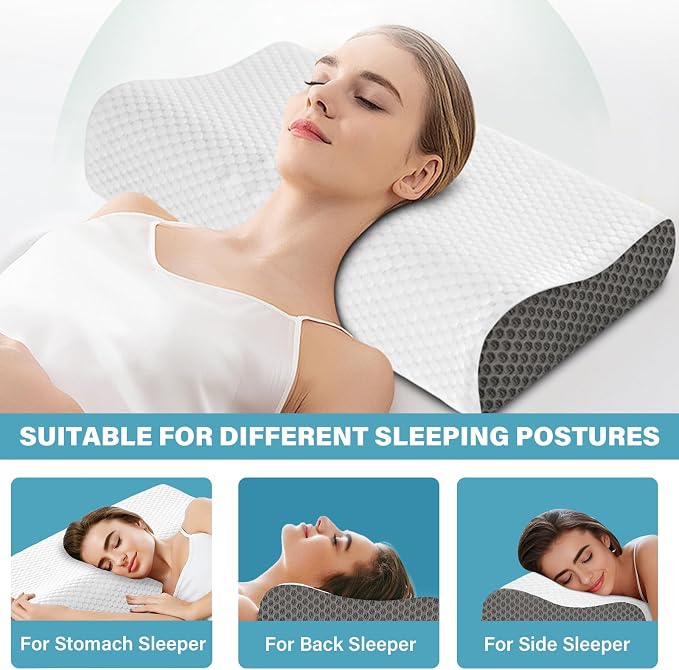 Cooling Pillows Queen Size Set of 2, Memory Foam Bed Pillows - Image 4
