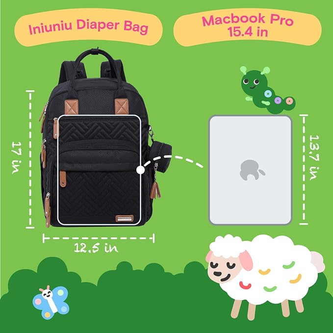 iniuniu Diaper Bag Backpack, 4 in 1 kit Large Unisex Baby Bags - Image 8