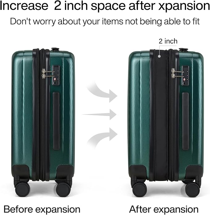 Hanke Expandable Hard Shell Luggage Sets 2 piece Carry on Luggage - Image 3