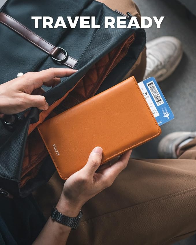 VULKIT Passport Holder Wallet RFID Blocking Travel Wallet - Image 5