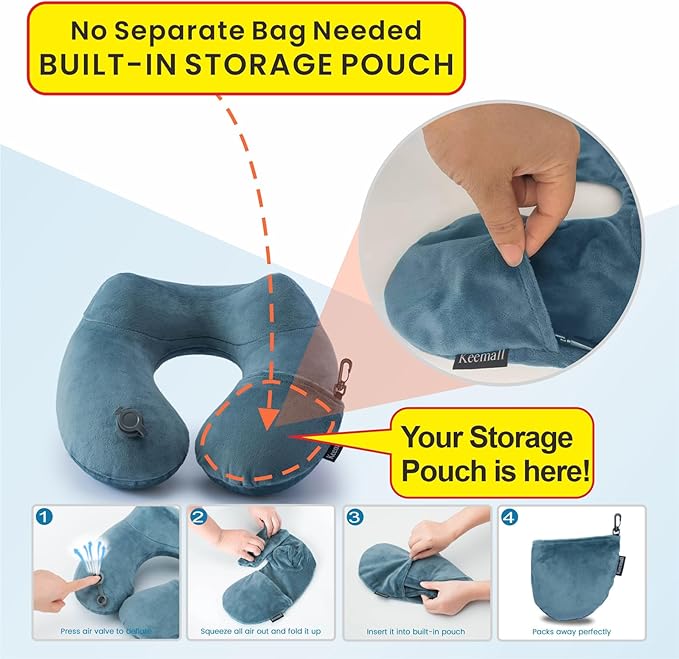 2Pack Inflatable Travel Neck Pillow - Image 2