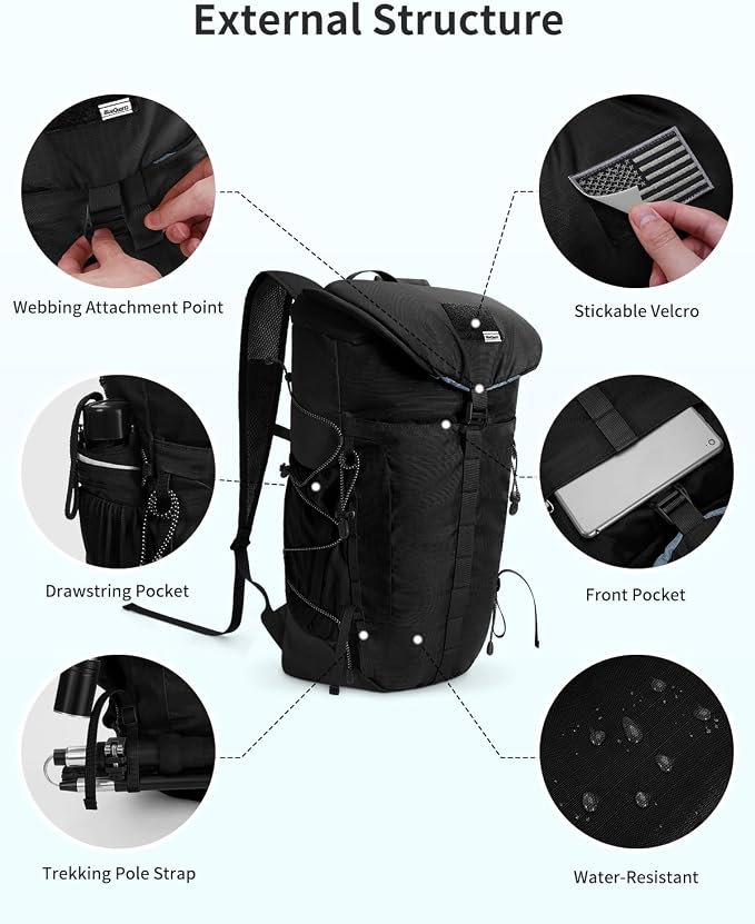 Blue Quartz Hiking Backpack 30L Lightweight Packable Backpack - Image 5