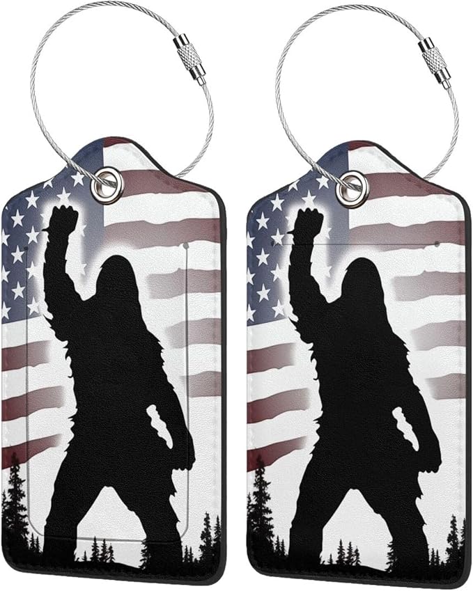 American Flag Leather Luggage Tag by Ovitssrk