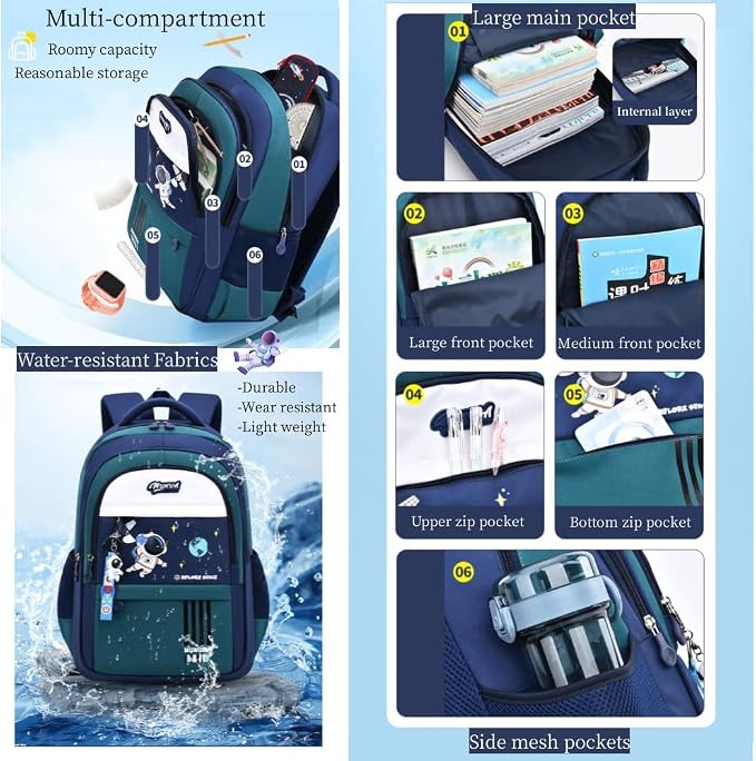 Astronaut-space Kids Backpack for Girls Elementary Middle School Backpack Book - Image 4