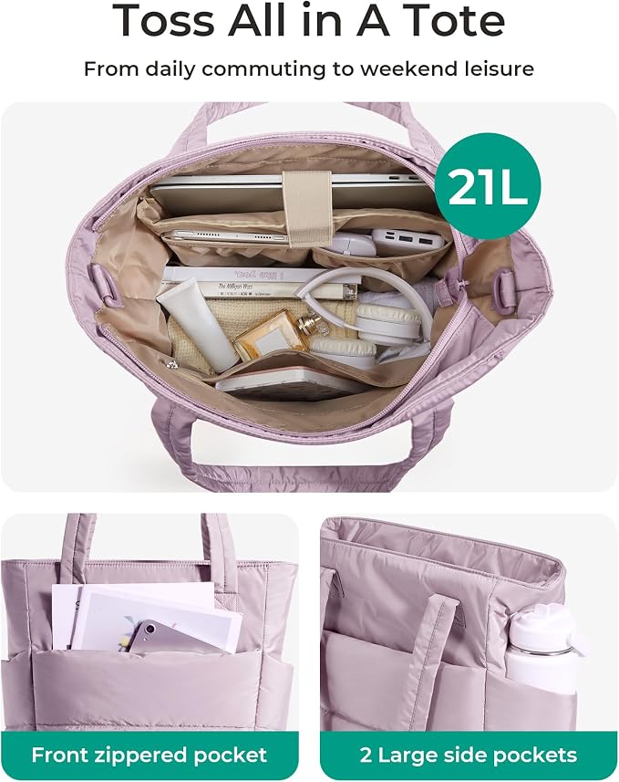 BAGSMART Tote Bag for Women, Lightweight Puffy Tote Bag - Image 4
