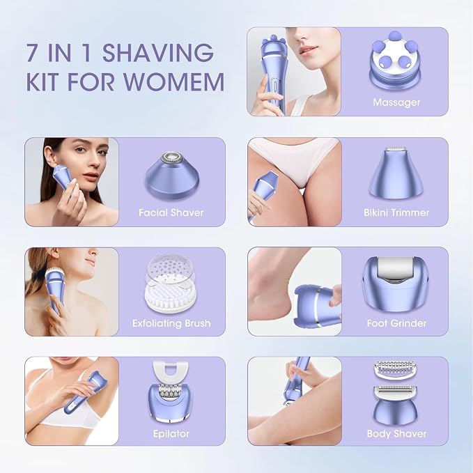 Electric Shavers for Women, 7 in 1 Hair Removal Kit - Image 2