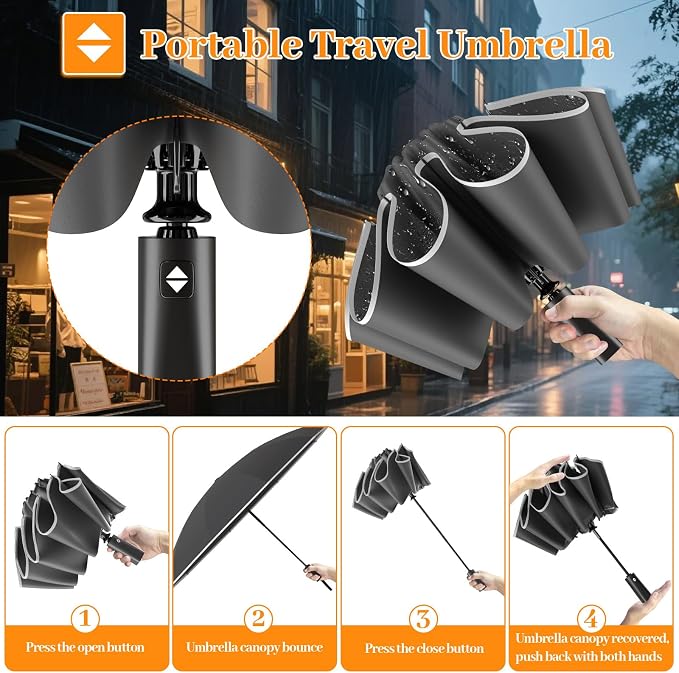 Travel Umbrella Superior, Beautiful & Compact, Large Strong but Light Portable - Image 7