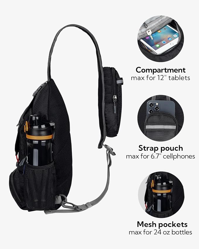 WATERFLY Packable Small Crossbody Sling Backpack Shoulder Chest Bag Daypack - Image 4