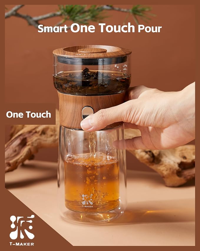 ZENS Modern Glass Infuser Teapot, One Touch Tea Maker - Image 2