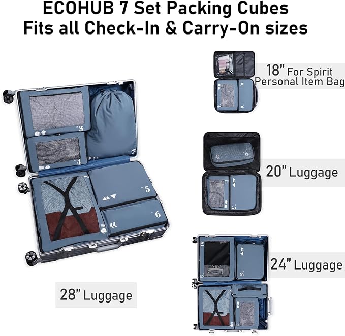 ECOHUB 7 Set Packing Cubes Tear-Resistant Luggage Packing Organizers - Image 6