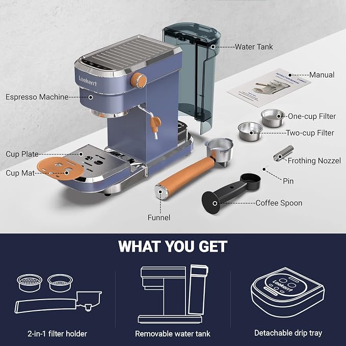 Laekerrt Espresso Machine, Expresso Coffee Machines, 20 Bar Cafetera Espresso - Image 7