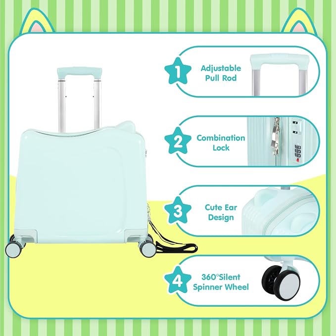 smilesun 20" Ride-On Travel Suitcase - Image 2