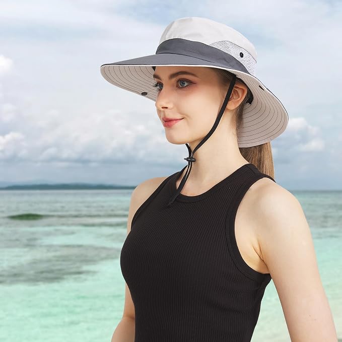NPQQUAN Ponytail Sun Bucket Hats - Image 2