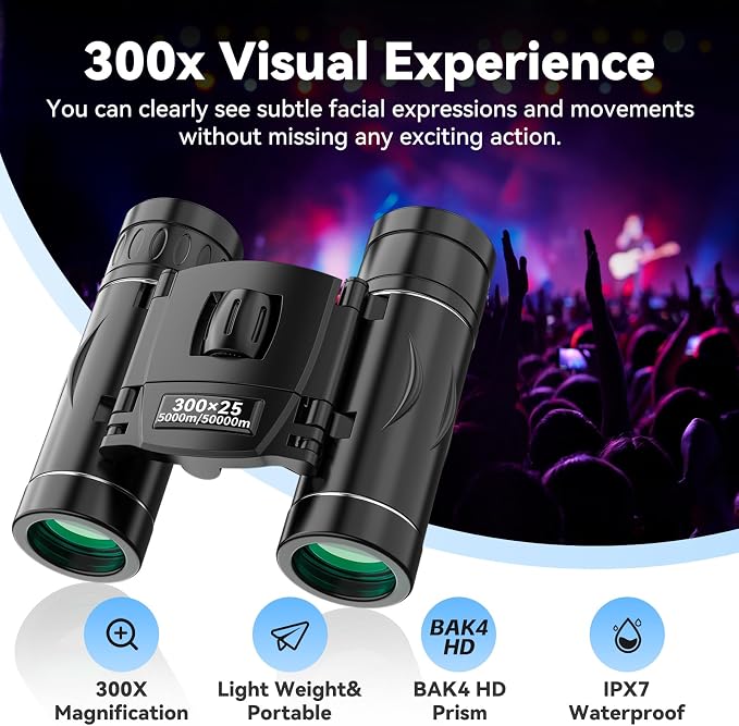 300x25 Binoculars for Adults and Kids, High Powered Mini Pocket Binoculars - Image 3