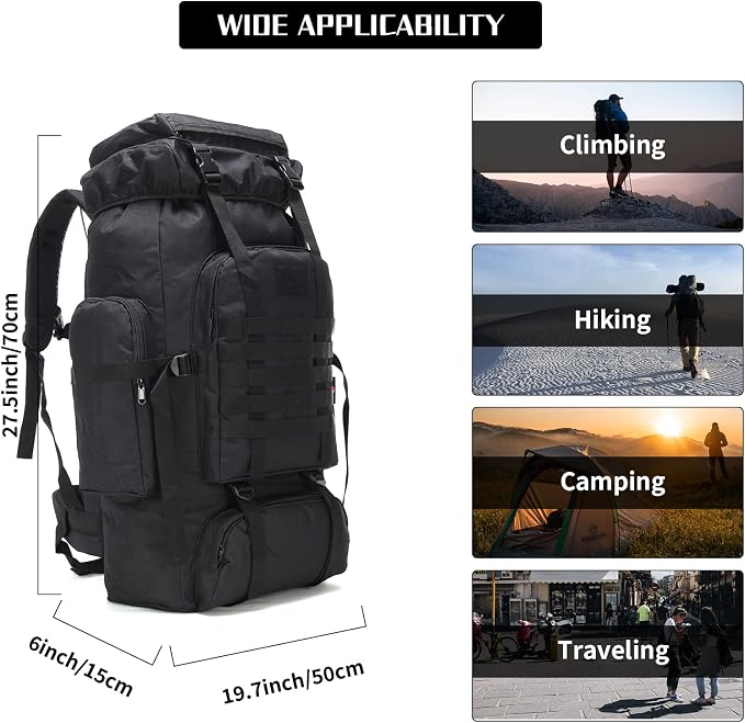 Hiking Backpack for Men 70L/100L Camping Backpack Military Rucksack Molle 3 - Image 5