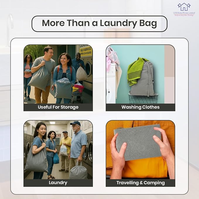LFH Home Cotton Canvas Extra Large Laundry Bag - Image 4