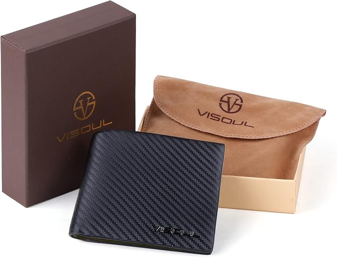 VISOUL Leather Mens Bifold RFID Blocking Wallet - Image 6