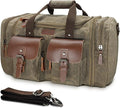 Wildroad Waxed Canvas Duffle Bag - 60L Waterproof Genuine Leather Weekender by WILDROAD