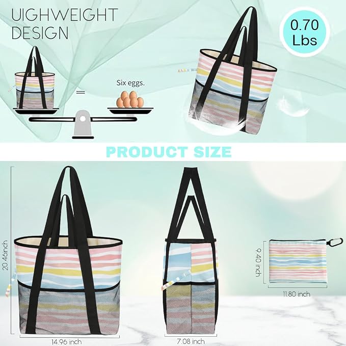 8-Pocket Waterproof Tote for Women -Sandproof Beach Bag - Image 4