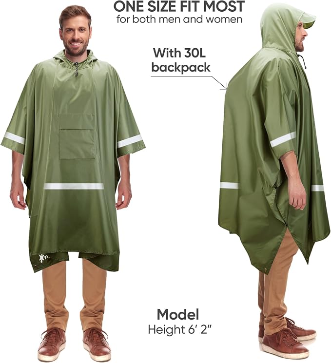 PTEROMY Hooded Rain Poncho for Adult - Image 4