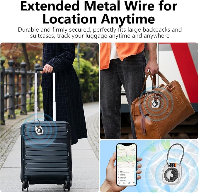 Compatible with Apple AirTag Secure Lock with Wire Cable, 3-Digit Combination - Image 4