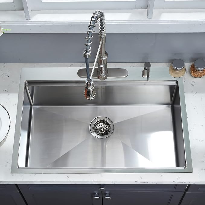 Kitchen Sink, 33 x 22 Drop in Kitchen Sink 16 Gauge Stainless Steel Kitchen - Image 4