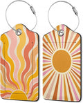 Retro Boho Rainbow Luggage Tags, 2 Pack Sunrise Luggage Tag, Leather Privacy by Unknown