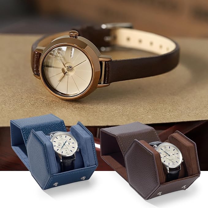 Oirlv Luxury Hexagonal Leather Watch Travel Case Single Watch Box - Image 5