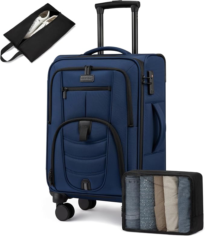 Carry On Luggage 22x14x9 Airline Approved, 22-Inch Suitcases by LOVEVOOK