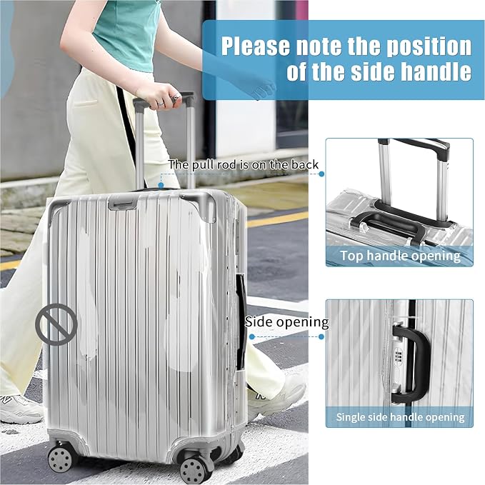 Yotako Upgraded Zippered Clear PVC Suitcase Cover, 26 Inch Luggage Covers - Image 4