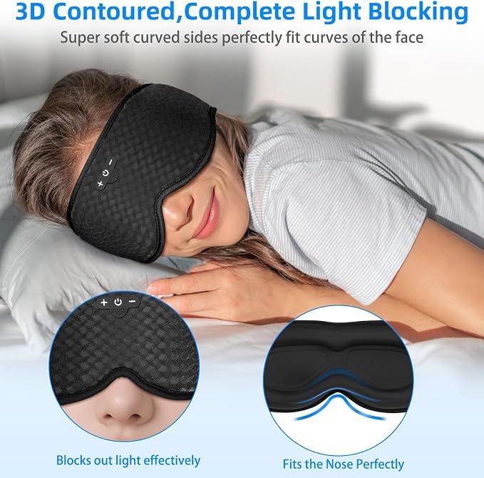 Sleeping Eye Mask with Headphones, Wireless Bluetooth 5.4 Sleep Mask - Image 2