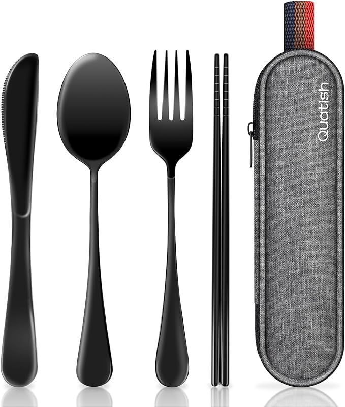 Travel Utensils with Case, Quatish Portable Silverware Set by Quatish