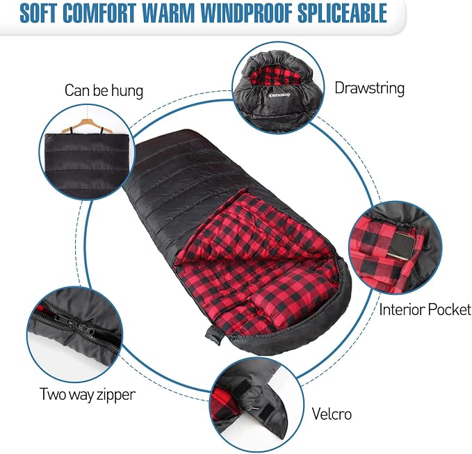 0 Degree Sleeping Bag Cotton Flannel Winter Cold Weather - Image 6