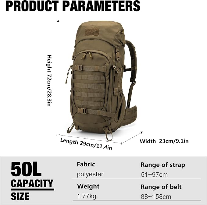 Mardingtop 50L Hiking Backpack, Backpacking Backpack - Image 3