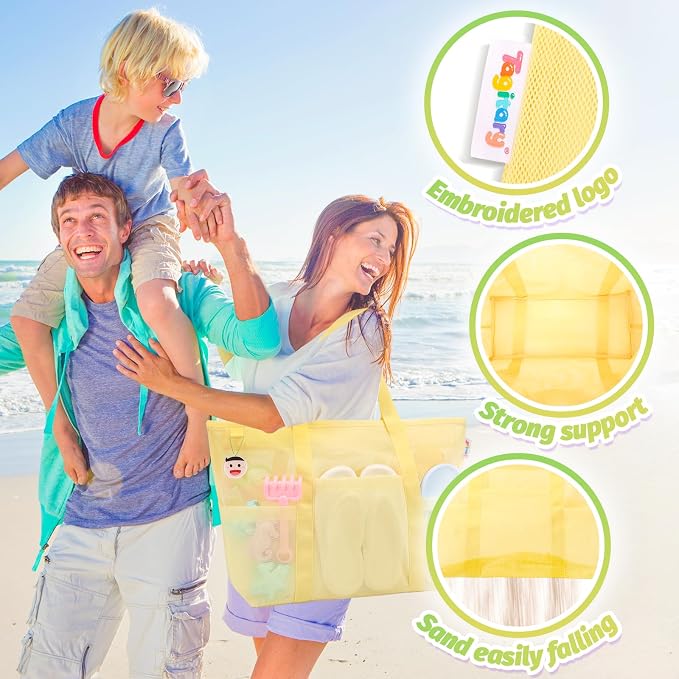 Tagitary Mesh Beach Bag with Zipper Large Beach Tote Waterproof Sandproof with - Image 5