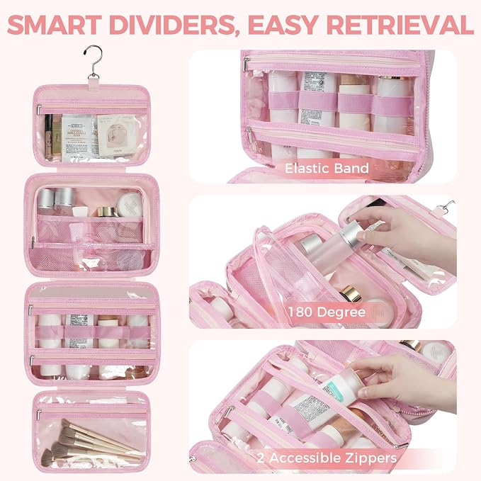 Toiletry Bag For women, Portable Hanging Organizer, 4 Leakproof Compartment for - Image 5