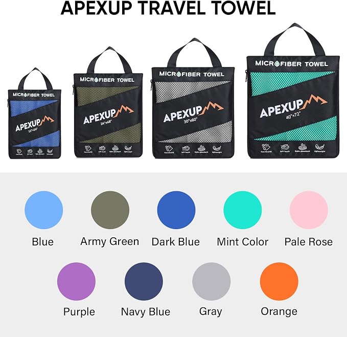 APEXUP Microfiber Travel Towel, Ultra Absorbent Quick Dry Towels, Lightweight - Image 5