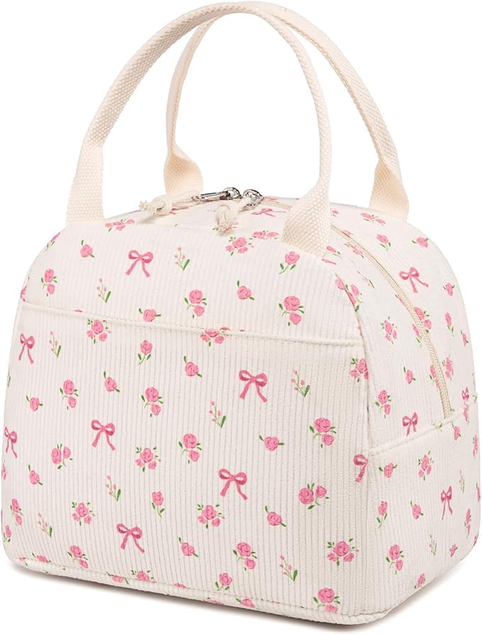Bluboon Lunch Bag for Women Men Cute Corduroy Lunch Tote Bags Reusable by BLUBOON