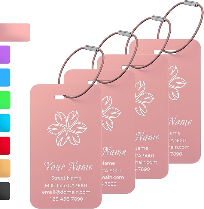 Personalized Luggage Tags, Custom Luggage Tags 4 Pack TSA Approved Double Sided by Unknown