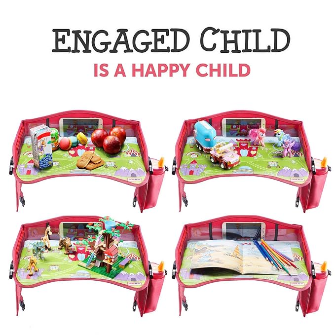 Coolmum Kids Travel Tray, Toddler Car Seat Tray, Double Sided Activity Organizer - Image 4