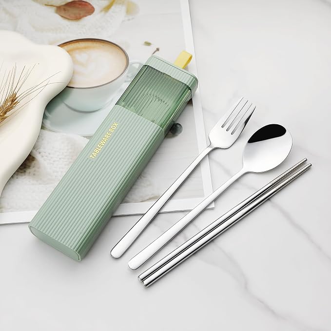 DEVICO Travel Utensils with Case, 18/8 Stainless Steel Reusable Silverware Set - Image 4