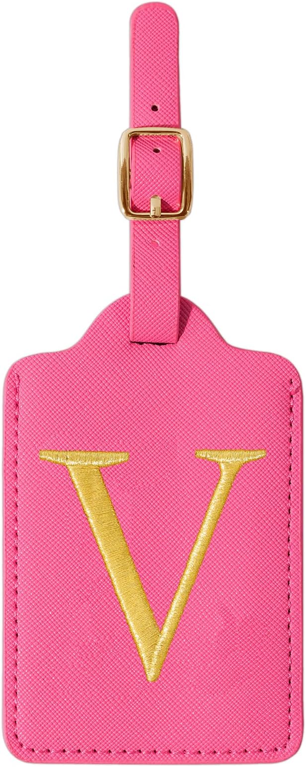 Rose Red Personalized Initial Leather Luggage Tags - Image 9