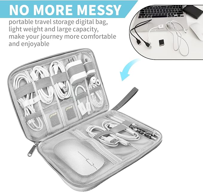 Electronics Organizer Travel Case, Electronic Accessories Storage Bag, Portable - Image 2