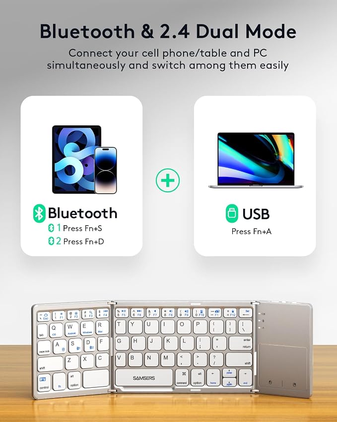 Samsers Multi-Device Foldable Bluetooth Keyboard - Image 2