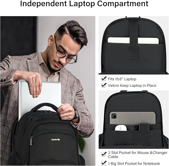 Hanke College Laptop Backpack Multi-Pocket, 18-Inch Large Travel Backpack - Image 3