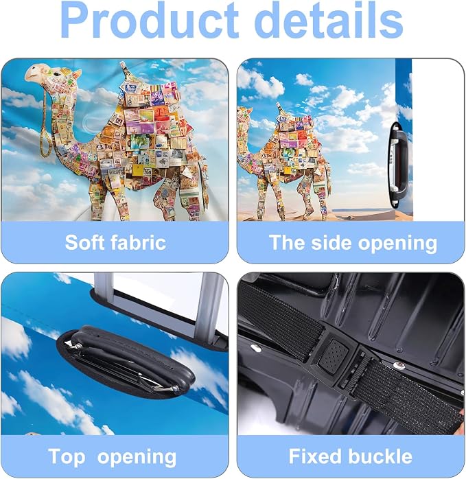 Camel Luggage Cover Washable Suitcase Protector Anti-Scratch, Stretchable Fit - Image 3