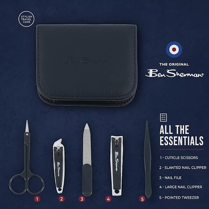 Ben Sherman Nail Clippers for Men Travel Size Nail Clipper Set, Tweezers and - Image 2