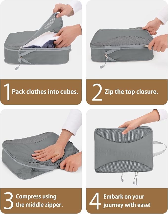 Compression Packing Cubes 12 Set, Suitcase Organizers, Extendable Packing Cubes - Image 8