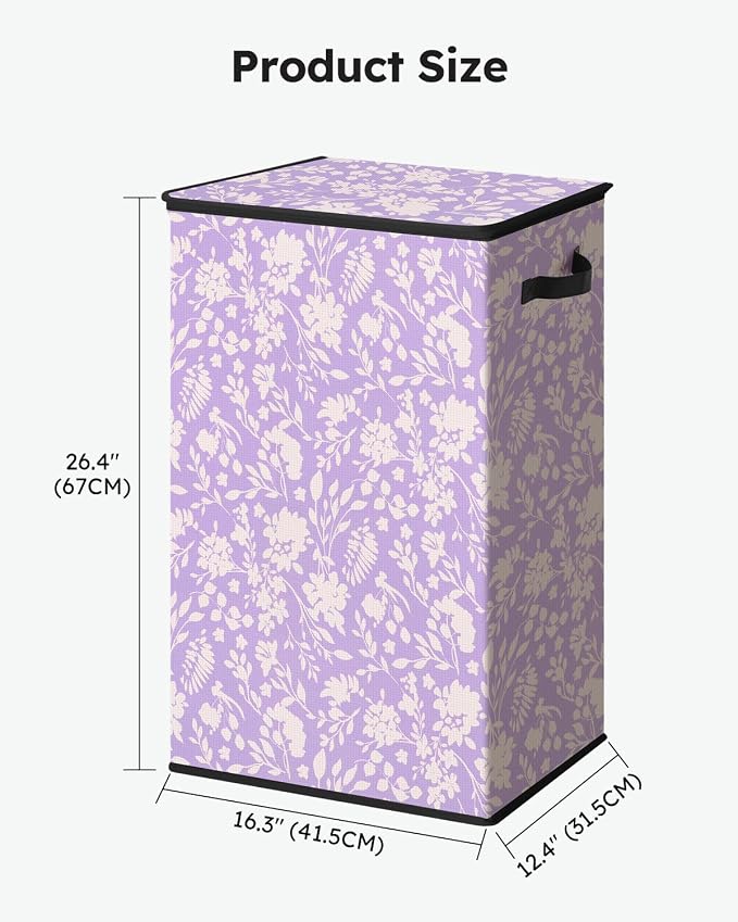 SOLEDI Laundry Hamper with Lid, 90L Tall & Large Floral Laundry Basket - Image 9