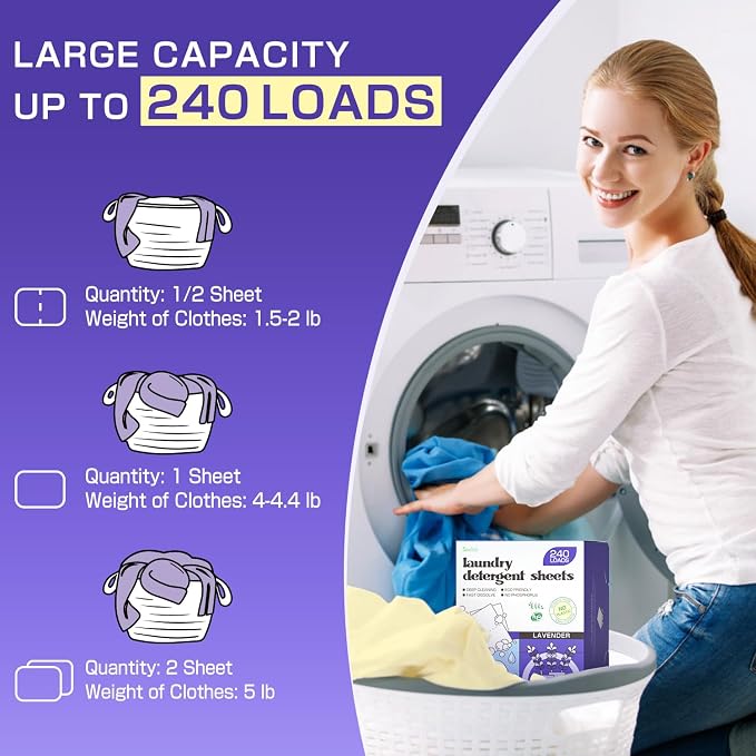 Soulink Lavender Laundry Detergent Sheets, 240 Loads - Image 3